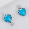Acero Inoxidable 304 Vidrio de Color Forma de Corazón Colgante Accesorios para Joyería Hecha a Mano DIY Accesorios para Collares Pulseras