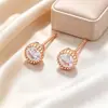 Pendientes de Botón Redondos Geométricos Pequeños Exquisitos de Temperamento Xu Ping Aleación de Cobre Incrustado Piedra Única Clásico Diario Fáciles de Combinar Pendientes Transfronterizos para Mujer