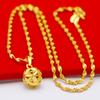 Transmisión en Vivo Mismo Estilo Arena Dorada Calado Flor Grande Collar para Mujer Diámetro de 22 mm Collar Colgante Chapado en Oro para Mujer de un Solo Color por Dentro y por Fuera