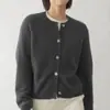 Cardigã de Lã 100% com Efeito Emagrecedor Espesso Outono e Inverno Novo Suéter Solto de Manga Longa Feminino Jaqueta de Cashmere com Gola Redonda Feminina Top