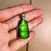 Nuevo Colgante de Frijol de Calcedonia Verde Esmeralda Estilo Chino Bañado en Plata Colgante de Frijol Verde de Jade para Mujer Joyería