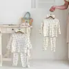 Ropa Casual para el Hogar 2026 Primavera y Otoño Nuevo Estilo Niña Manga Larga Pantalón Largo Rayas Florales Terciopelo Pijama Set de Dos Piezas Moderno