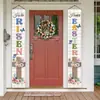 Nuevo Couplet de Pascua Personalizado Bandera Banner Transfronterizo de Amazon Decoración para Fiesta Festiva Huevo de Pascua Conejo Cortina de Puerta