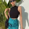 Colete Sexy Meia-Gola Estilo Europeu e Americano para Mulheres Usarem Tendência Verão Novo Ins Sem Mangas Curto Slim Fit Crop Top