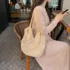 Versátil Bolso de Paja de un Solo Hombro para Mujer, Estilo de Moda Casual de Alta Gama, Bolso Tote de Gran Capacidad para Vacaciones en la Playa