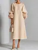 Nuevo vestido cruzado europeo y americano de Amazon 2026 para mujer, estilo francés, con mangas de linterna floral tridimensional, moderno y elegante