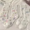 Calcetines blancos de envío gratis para mujer, calcetines finos de malla transpirable para verano hasta la pantorrilla, calcetines holgados estilo ballet para combinar con zapatos planos