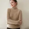 Suéter de Cashmere Meia-Gola Pronto para Vestir em Uma Linha para Mulheres, Pulôver de Manga Longa Listrado com Efeito Emagrecedor, Suéter Básico de Tricô Interno, Suéter Sem Costura
