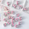 Lindas Caricaturas Flores Cuadradas Estampadas en Plata Puntos Sueltos Cuentas para Cadena de Teléfono Móvil Hecha a Mano DIY Material Accesorios