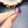 Anillo de Amatista Natural Popular al por Mayor de Fábrica Plata S925 Incrustado con Piedra Principal 6*6 Joyería de Lujo Venta Directa de Fábrica