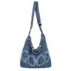 Nova Bolsa de Ombro Feminina com Estampa de Letras para a Primavera de 2026, Bolsa de Compras Grande de Jeans, Bolsa Transversal de Lona para Estudantes