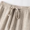 Pantalones anchos de lana gruesa para mujer, pantalones drapeados de cintura alta de otoño e invierno, pantalones largos holgados informales rectos de punto de cachemira