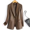 Chaqueta de Cuero de Oveja de Longitud Media para Mujer, Blazer Ajustado, Elegante y con Estilo para Primavera y Otoño 2025