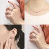 Juego de Joyería Europeo y Americano Anillo de Lazo Collar de Plata Esterlina 925 Estilo ins Aretes de Zircón Rectangular Juego de Joyería