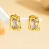 Pendientes Temu Transfronterizos Nuevo Estilo de Lujo Microincrustados Diamante Verde, Diamante Blanco, Circonita Simples Versátiles Estilo Vintage