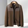 Chaqueta para hombre 2026 otoño e invierno, con cuello de solapa, cierre de cremallera, forro de polar, engrosada, adecuada para hombres jóvenes y de mediana edad, estilo business casual, cálida y para ir al trabajo
