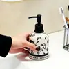 Botella de Cerámica Creativa al por Mayor con Diseño de Flores y Pájaros para Baño Doméstico, Dispensador de Loción Tipo Prensa para Lavabo, Champú y Gel de Ducha