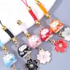 Colgante de Gato de Cerámica Sakura Cadena para Teléfono Móvil Colgante Creativo de Bolsa de la Fortuna Colgante Llavero DIY Colgante Pequeño