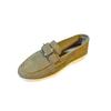 Estilo Novo Primavera 2024 Sapatos de Lona Mocassins Femininos Estilo Britânico Fivela Quadrada Um Pedal Sapatos Preguiçosos Sapatos de Camada Única para Mulheres