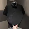 Nova polo masculina da moda estilo chinês com bordado pesado, manga curta, alta qualidade, corte slim, gola virada, camiseta de meia manga para o verão