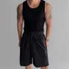 Camiseta de Tirantes Deportiva acanalada Blanca para Hombre, Verano, Cuello Redondo, Elástica, Ajuste Delgado, Camiseta Base que realza los Músculos, Camiseta Casual sin Mangas
