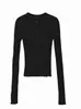 Top de Capa Base de Punto Henley para Mujer 2026 Nuevo Estilo Azul Marino de Gama Alta Ajustado Suéter de Manga Corta Larga