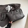 Bolsa Grande Estampada Feminina 2025 Verão Nova Moda Estudante Aula Bolsa Tote Simples Retrô Ombro para Trabalho