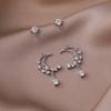 Pendientes de circonita con microincrustaciones de estilo coreano, pendientes retro japoneses y coreanos con borlas de luna dulce, pendientes Lolita de circonita colorida para mujer