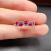 Anillo de Rubí Natural Transfronterizo de Amazon Plata S925 Piedra Principal 3*3 Joyería de Lujo Venta Directa de Fábrica