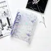 Álbum de Fotos Transparente com Capa de PVC com Laço A7, Caderno com Binder de 6 Furos, Capa para Álbum de Armazenamento Polaroid