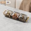 Plato de frutas para el hogar, mesa de centro con compartimento para sala de estar con bandeja, caja de dulces, plato para aperitivos KTV de hotel con tapa de diamante