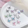 Famosos en Internet adornos para uñas de mariposa de doble capa, tridimensionales, incrustados con diamantes, láser inteligente, color hielo transparente, mariposa, decoración de uñas DIY