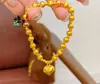 Tienda de Oro Mismo Estilo Pulsera de Cuentas Corazón Ojo de Gato Oro 999 Pulsera de Cuentas de la Suerte Regalo para Novia