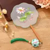 Leque infantil bordado frente e verso estilo tradicional, leque de dança de verão com borlas, leque para traje antigo feminino Hanfu cheongsam