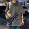 Nova Camiseta Estampada de Manga Curta Estilo Americano para Homens Verão 2026, Roupa Tendência para Casal, Camiseta Solta Hip-Hop High Street