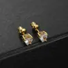 Hip hop europeo y americano ama los pendientes de botón comercio exterior popular cobre incrustado circonita de color pendientes de botón en forma de corazón pendientes de piedra en forma de corazón para mujer