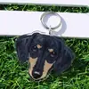 Chaveiro Acrílico Cartoon Plano com Pingente de Cabeça de Cachorro Dachshund, Pequeno Presente Personalizado 2D