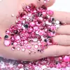 Novas Flats de Mesa Imitação Fundo Plano Redondo Diamante Acrílico Bolsa Pequena Multicolor Opcional DIY Arte de Unhas Joias Celular Beleza