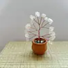 Venta Caliente Transfronteriza Grava de Cristal Natural Árbol del Dinero Base de Ágata Tejida a Mano Planta en Maceta de Cristal Decoración para Coche