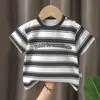 2026 Verano Nuevo Camiseta de Algodón Puro de Manga Corta para Niños Niños Top de Manga Corta para Bebés Niñas Estilo Coreano Top
