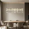 Lámpara minimalista italiana para sala de estar, lámpara de alta gama para comedor de villa dúplex, dormitorio, araña de cristal de lujo que protege los ojos