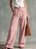 Pantalones Nuevos de Estilo Europeo y Americano para Mujer Primavera/Verano 2026 Amazon Color Sólido Algodón Lino Holgados Casual de Pierna Ancha para Mujer