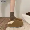 Zapatos Birkenstock Originales de Cuero Suela Gruesa Aumentan la Altura Interior Felpa para Mujer 2026 Otoño Invierno Nuevos Zapatos Tipo Mocasín Punta Cerrada Pantuflas de Algodón Calzado para Exteriores
