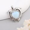 Colgante de Corazón de Delfín de Piedra Natural y Cristal de Venta Caliente Transfronteriza Colgante de Collar para Pareja DIY Accesorios de Joyería Venta al por Mayor