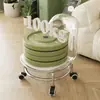 Taburete de rueda giratoria acrílico, taburete silencioso con ruedas, taburete bajo para aprender a caminar de niños, silla de malla, silla pequeña