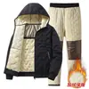 Tallas L-7XL Ropa de Algodón con Grafeno Pantalones de Algodón Conjunto de Dos Piezas Moda de Invierno Conjunto Cálido Ropa de Algodón para Hombre Pantalones de Algodón Conjunto para Hombre