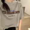 Algodão Puro Daifa Estilo Antigo Feminino Retrô Camiseta de Manga Curta Feminina Tendência Ins Solta Estilo Coreano Versátil Cinza Slim Fit Top