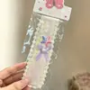Faixa de cabelo de tricô floral com velcro para mulheres, presilha de franja floral doce, faixa de cabelo para arrumar o cabelo, acessório de cabelo estilo pastoral francês