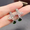 Pendientes de Diópsido Natural Transfronterizos de Amazon Plata S925 Piedra Principal 6*8 Joyería de Lujo Venta Directa de Fábrica