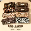 Estuche de pana para estudiantes de primaria y secundaria, bolsa de almacenamiento simple para secundaria, bolsa de papelería de gran capacidad, caja de papelería con estampado de leopardo, estuche